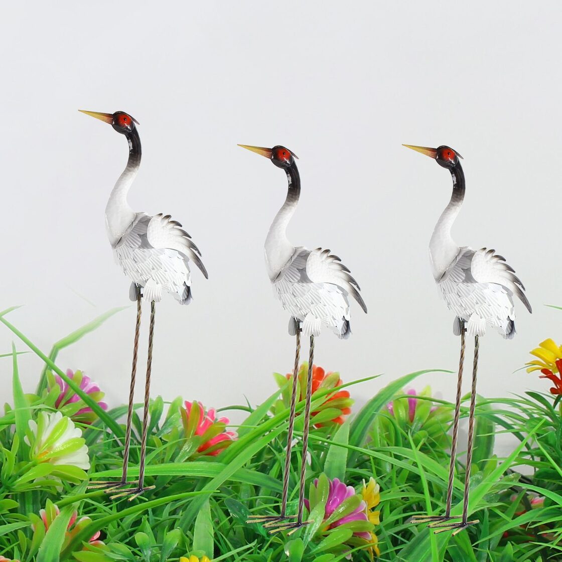 鶴 ガーデンオーナメント 置物 オブジェ 屋外装飾 動物 鳥 おしゃれ 