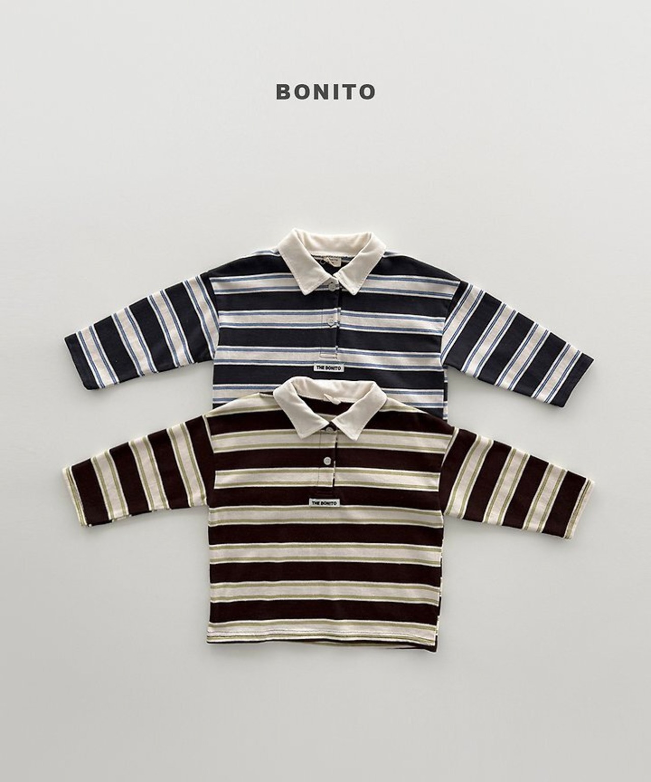 韓国子供服 / BONITO / 26Autumn / ストライプ襟付きTシャツ / 秋服 *12M~JM *