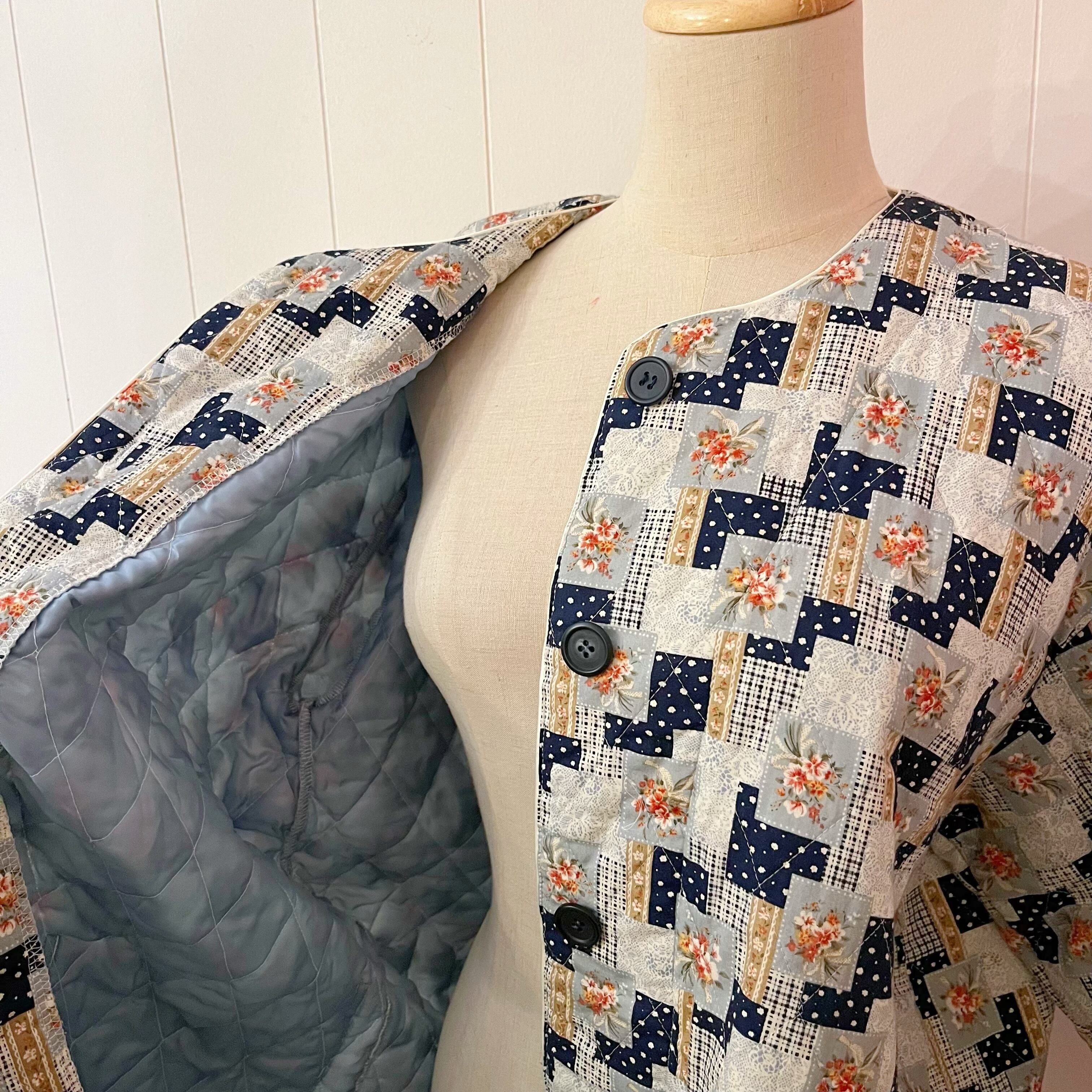 light blue flower quilting coat