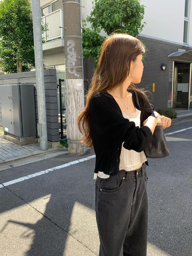 (OUNCE) ecru rib v cardigan / 3color