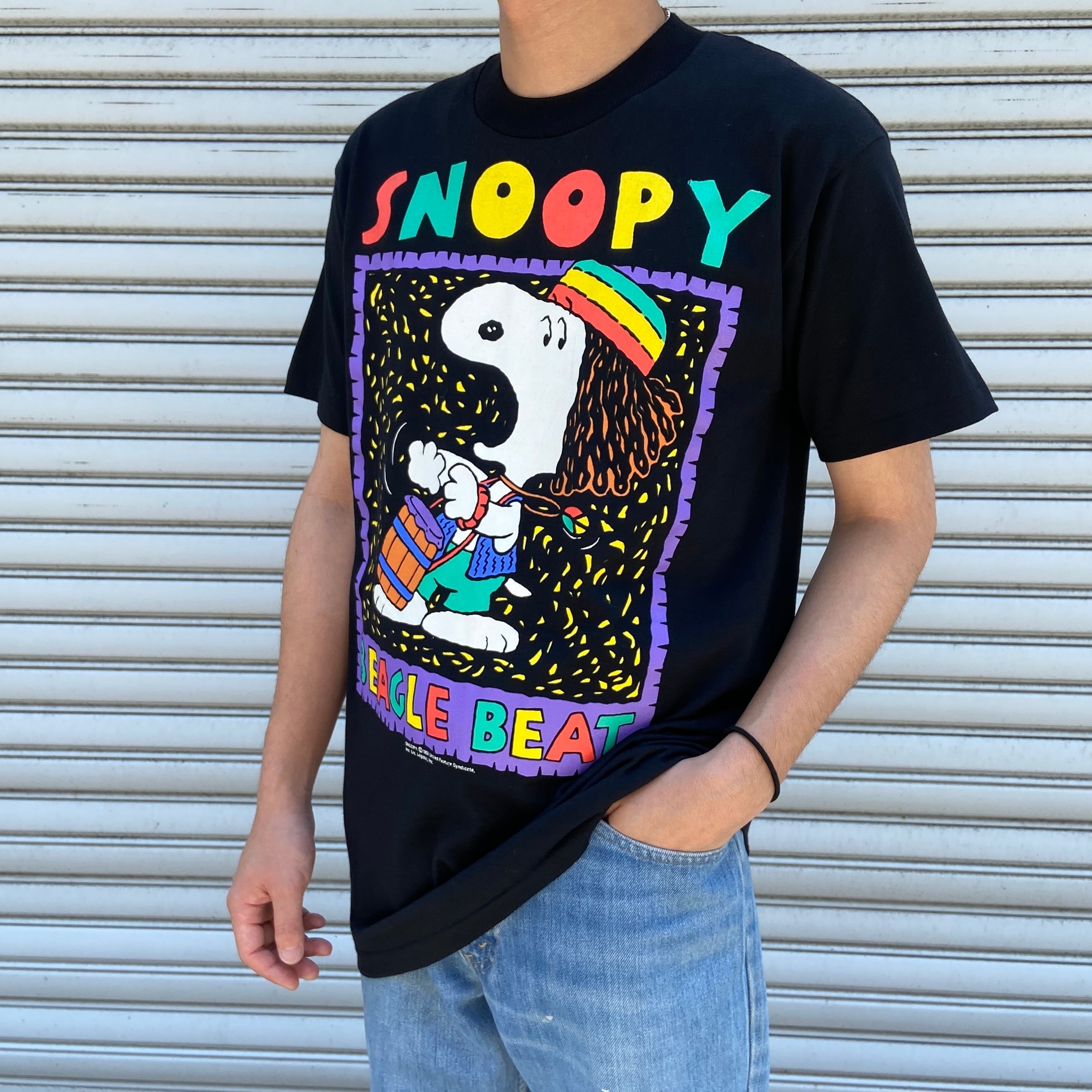 デッドストック 90 USA スヌーピ キャラクターTシャツ ラスタ レゲエ M