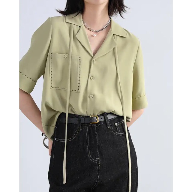 stitched drape shirt  10177