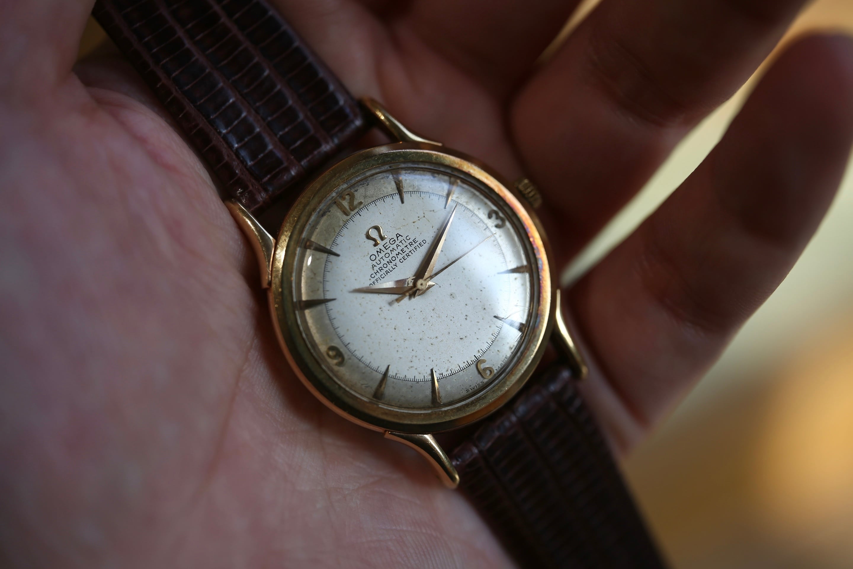 【OMEGA】 1950’s オメガ クロノメーター ハーフローター14K 金無垢　自動巻き / Chronometer / Cal.352 |  アンティーク・ビンテージ時計修理・販売 WhiteKings(ホワイトキングス)