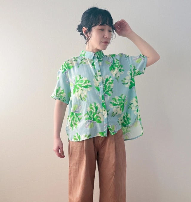 オーガニックコットン半袖ブラウス　すずらん