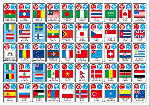 【在庫のみ】お風呂学習ポスター 国旗シリーズ ひらがな･カタカナ(大 60×42cm)