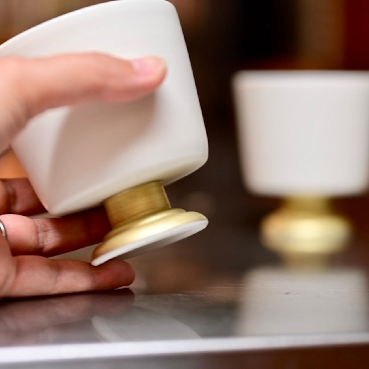 MUMCA 丸谷牧子 作 脚付ゴブレット 大 金彩 ホワイトGoblet White x Gold (1 個)/ 2104400000610