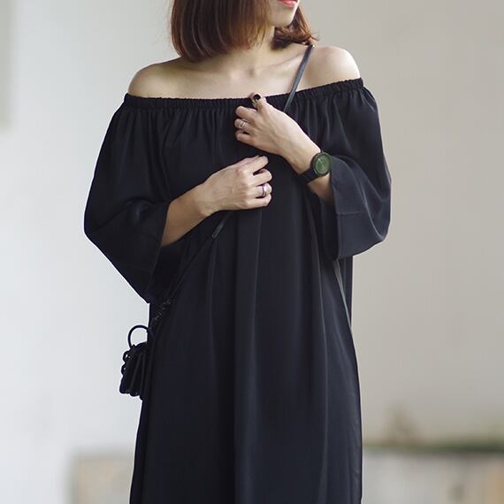 off-shoulder chiffon dress TB-OP-0185 