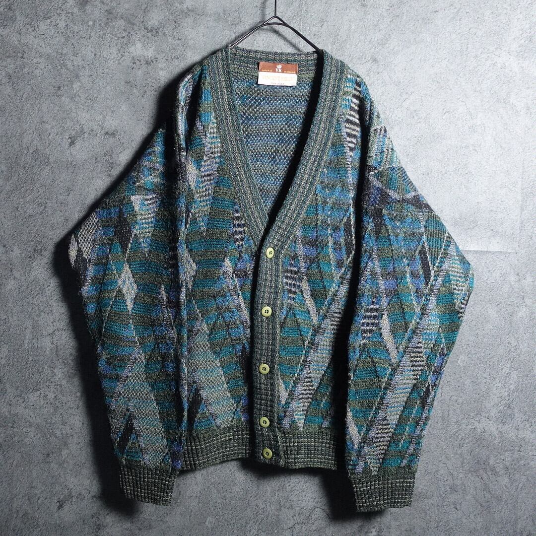 EURO Multicolor Geometric Design Cardigan