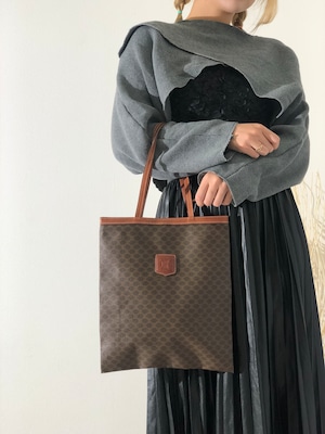 CELINE セリーヌ マカダム ブラゾン型押し トートバッグ ブラウン vintage ヴィンテージ オールドセリーヌ x5yffp