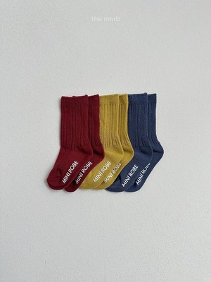 【予約】Cotton Rib Socks 3set / minirobe