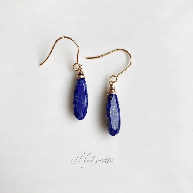 ラピスラズリ long pear shaped pierce/earring