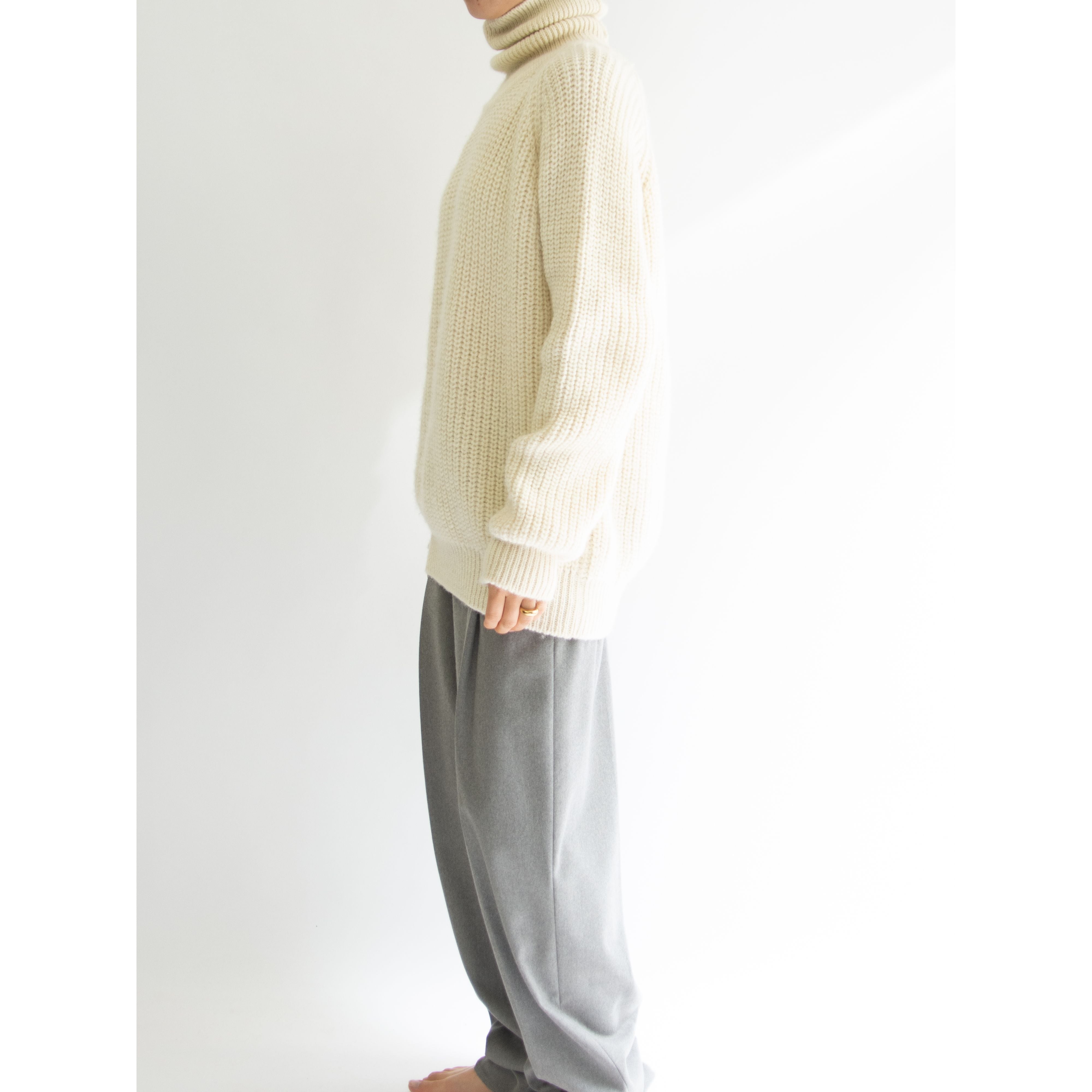 【aran crafts】Made in Ireland 100% Wool Rib High Neck Sweater（アランクラフト アイルランド製 ウールリブ ハイネックセーター タートルニット）