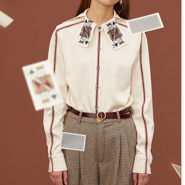 playing cards design black clover card lapel shirt 0540