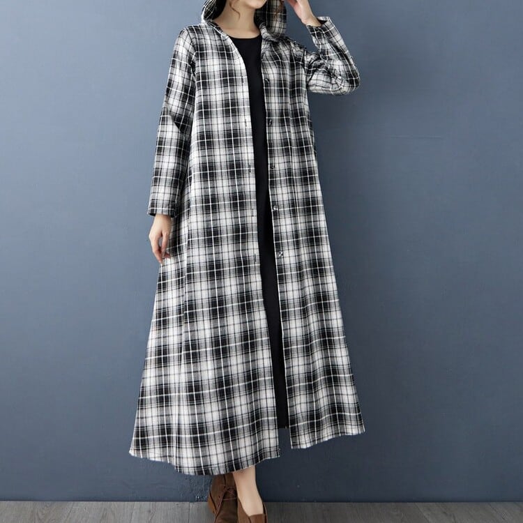 GINZA COUTURE▶ノースリーブワンピース 総柄 ロング丈 サイズ4 フードチェックロングワンピース11227 | さらり＊ふわり