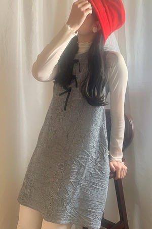 ギンガムワンピース　ブラック