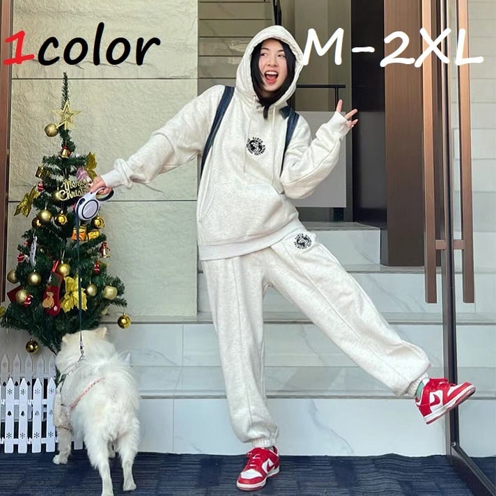 セットアップ レディース トップス ボトムス パンツ ジョガーパンツ スウェット パーカー トレーナー 長袖 レギュラー丈 オーバーサイズ オーバーシルエット オーバーサイズ 体形カバー ゆる フード付き フーディ かわいい カジュアル 運動 ウォーキング 日常 スポーツ ランニング 10代 20代 春 秋 大人 コーデ コーディネート 韓国 ファッション オルチャン お取り寄せ 送料無料 hll-0558