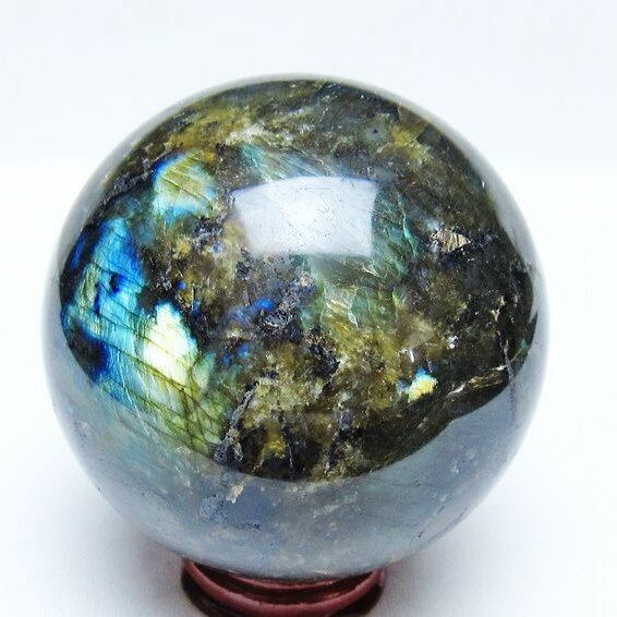ラブラドライト 丸玉 77mm スフィア 置物 一点物 151-9166