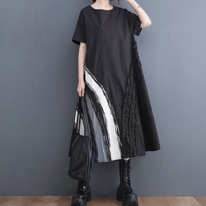 アシンメトリーデザイン Aラインワンピース　R0002