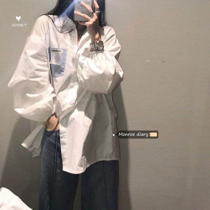 ホワイトシャツ ジャケット オータムトップス ロング 秋物 モンロー3972980367