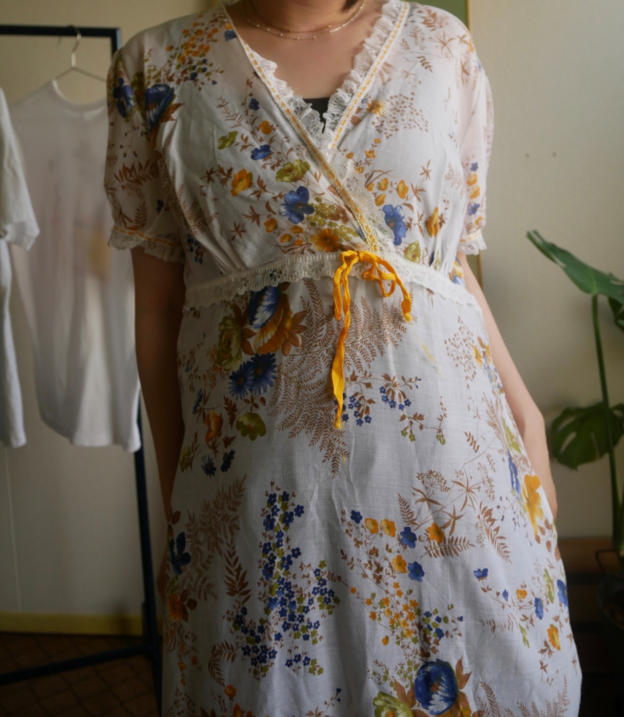 70s-80s Vintage "Bel Amy" Floral Print Maxi Dress