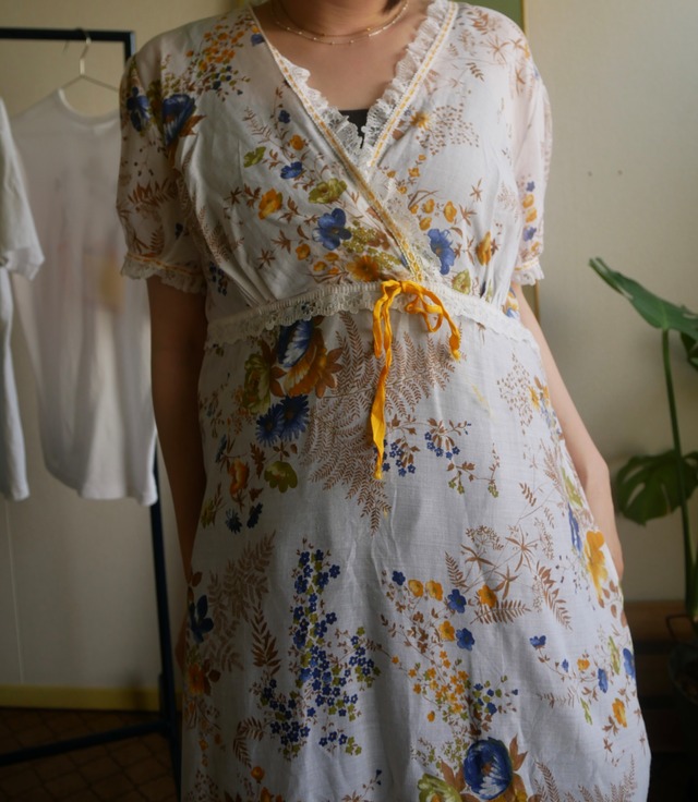 70s-80s Vintage "Bel Amy" Floral Print Maxi Dress
