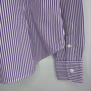 ラルフローレン　コットン　BDシャツ　長袖　刺繍ロゴ　ストライプ　パープル