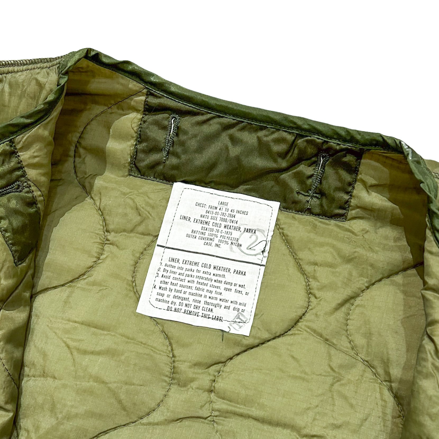 DEADSTOCK 70's US ARMY M-65 Fishtail Parka Quilting Liner LARGE