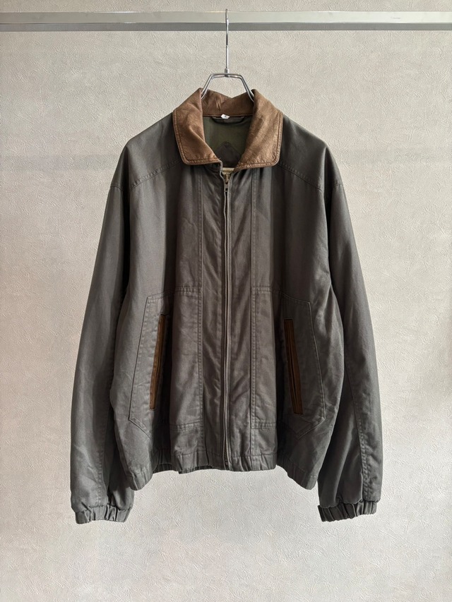 1990s レザーカラー ジップアップブルゾン