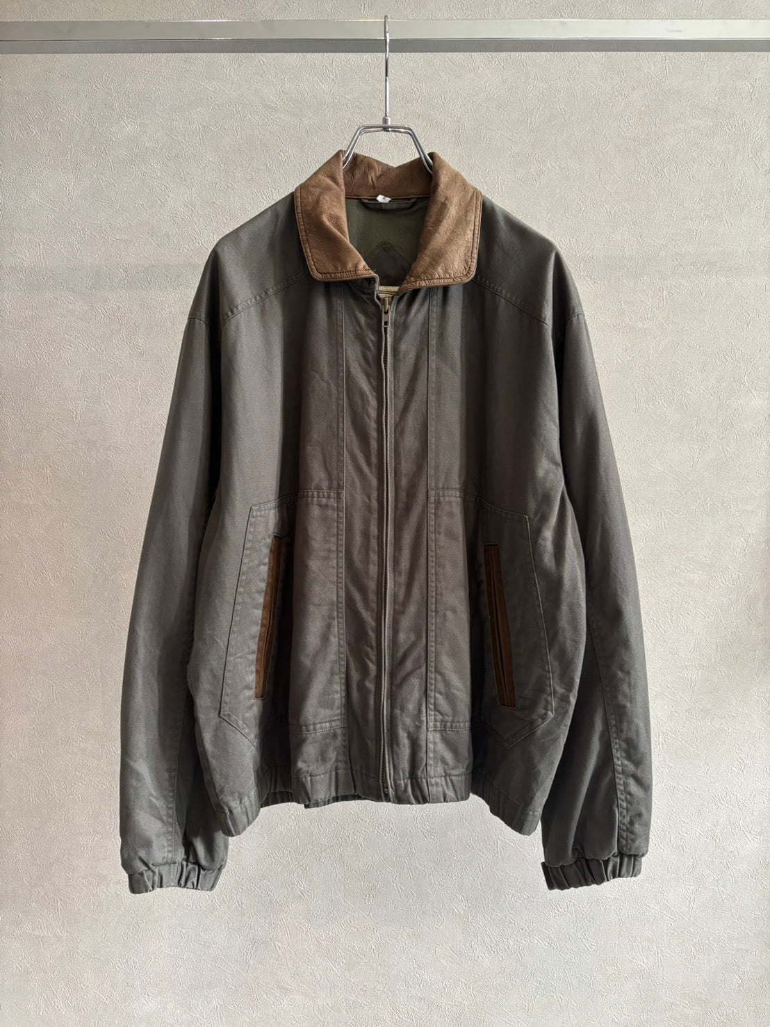 1990s レザーカラー ジップアップブルゾン