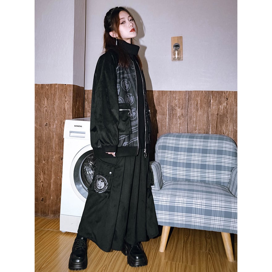 中華ゴシック 袴パンツ レトロ コーデュロイ 秋冬服 古怪舎