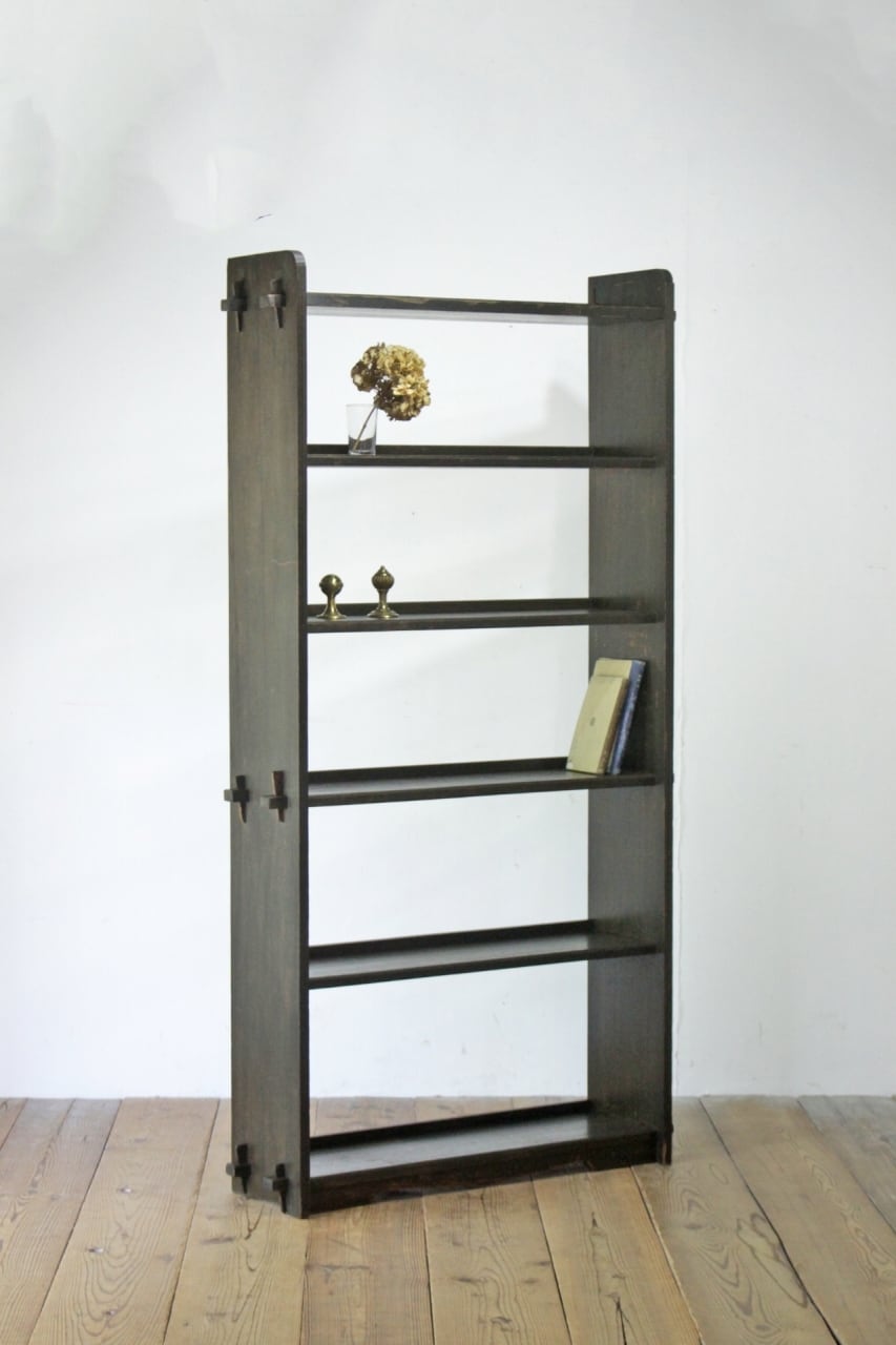 レトロ 楔本棚 本棚 くさび ブックシェルフ ヴィンテージ 飾り棚 食器棚 無垢材 木製 昭和 大正 古家具 骨董 NFT13083