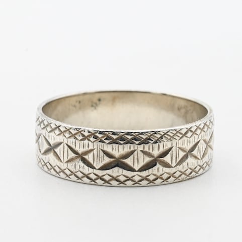 Geometric Cutting Out Design Band Ring #15.5 / England