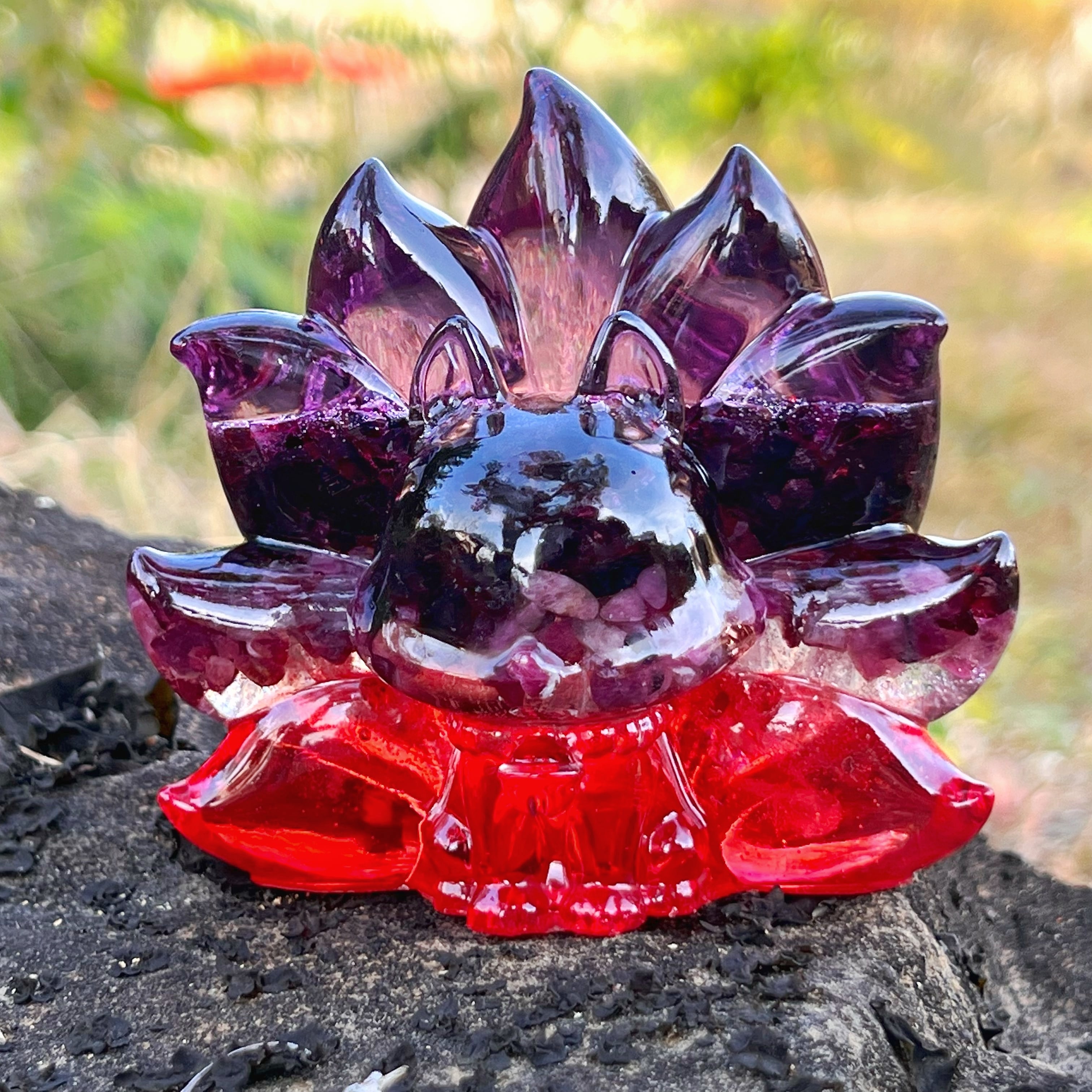 【1点もの】九尾の狐オルゴナイト ガーネット&ピンクトルマリン