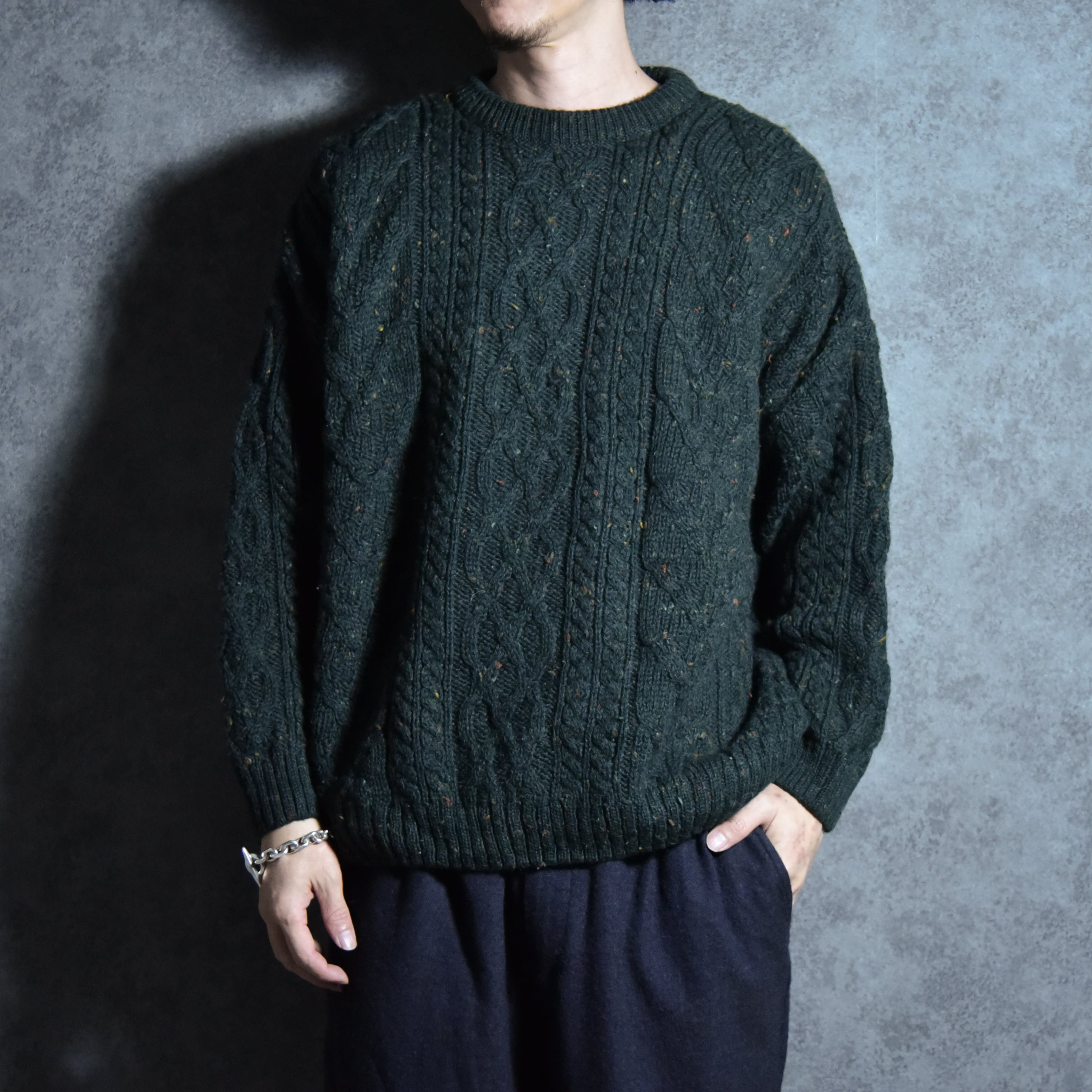 80-90s Scotland highland home industries Wool Fisherman Sweater