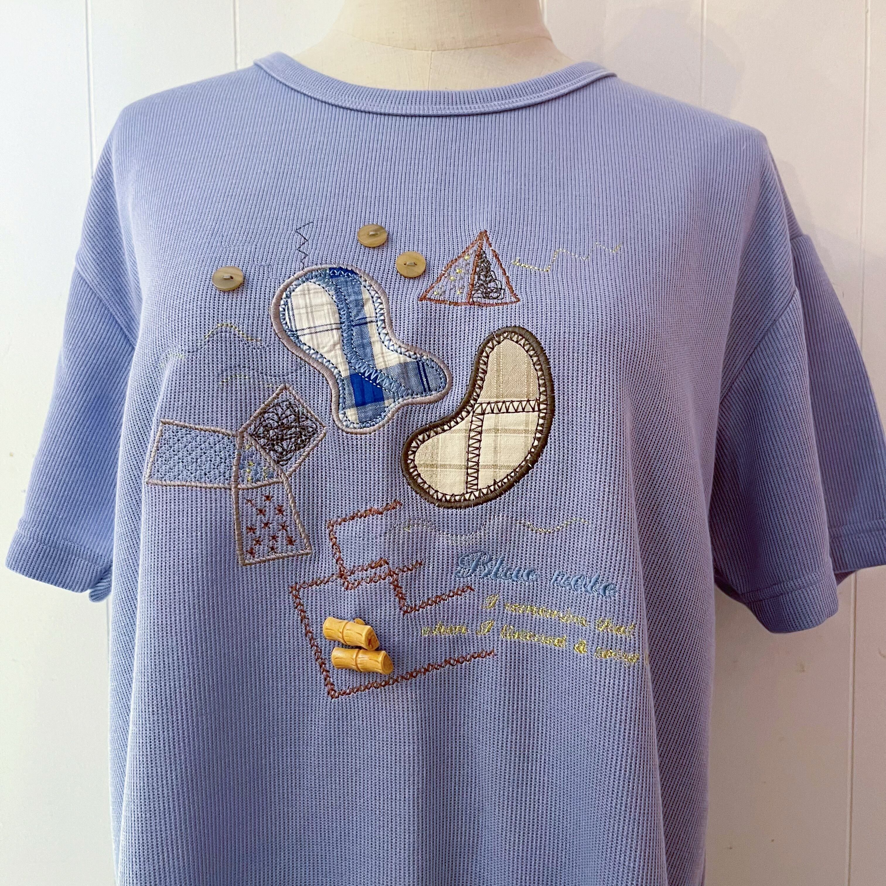 patchwork stitch knit T-shirt