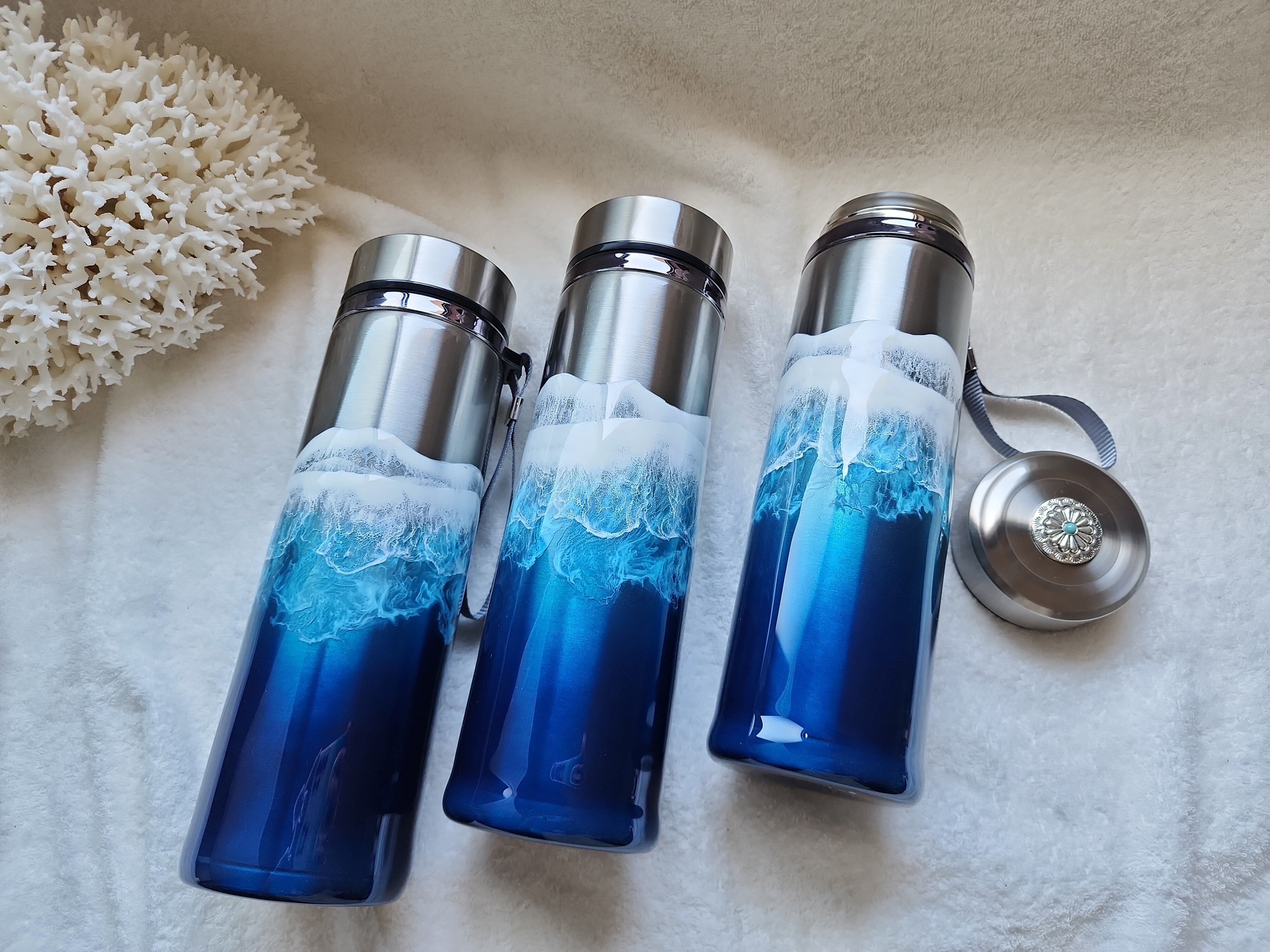 391.オーシャンレジンアート ステンレスボトル 1000ml | Leaf Edgez