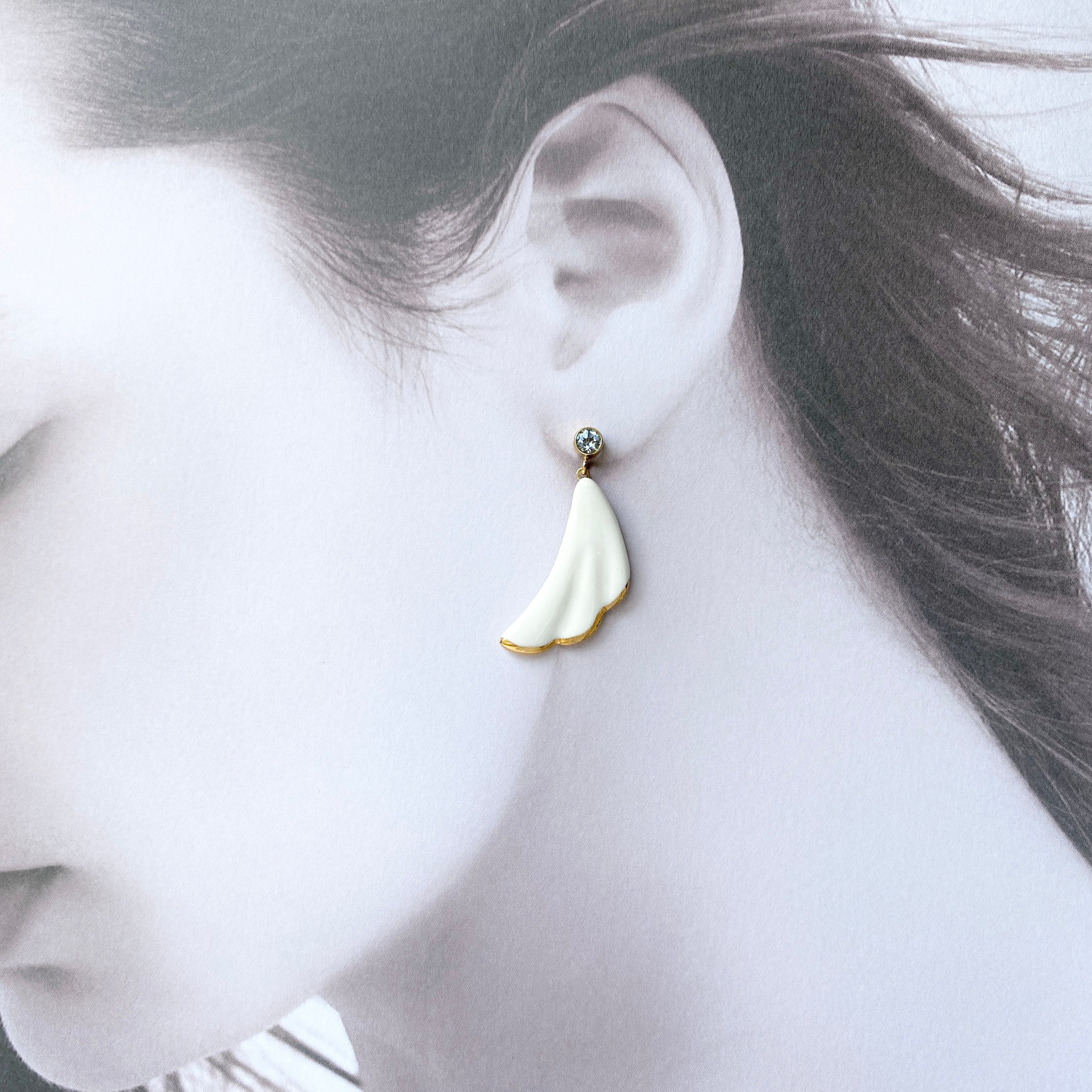 天使の羽 / Angel Wings ブルートパーズ 14KGF｜陶磁器 ピアス