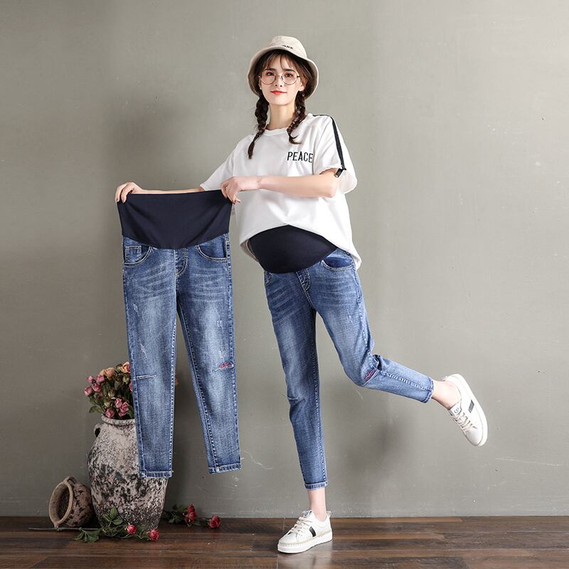 【新作】【送料無料】 265＃9/10レングスデニムスキニーマタニティジーンズ春夏ストレートパンツ洋服妊婦妊娠 スプリング 春物 サマー 夏物 AL expec314657383051