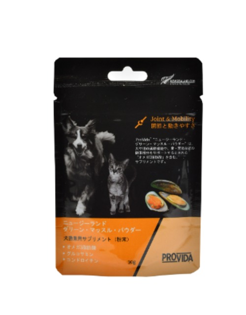 (関節）30g PROVIDA (NZ) グリーン・マッスル パウダー（犬猫兼用）