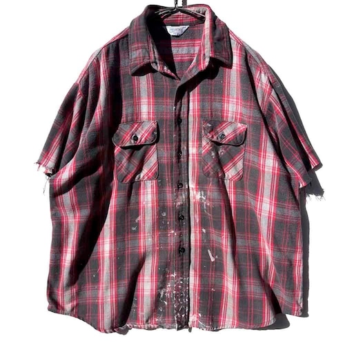 【FIVE BROTHER】Vintage High-Aged Heavyweight Cotton Flannel Shirt【1980s-】