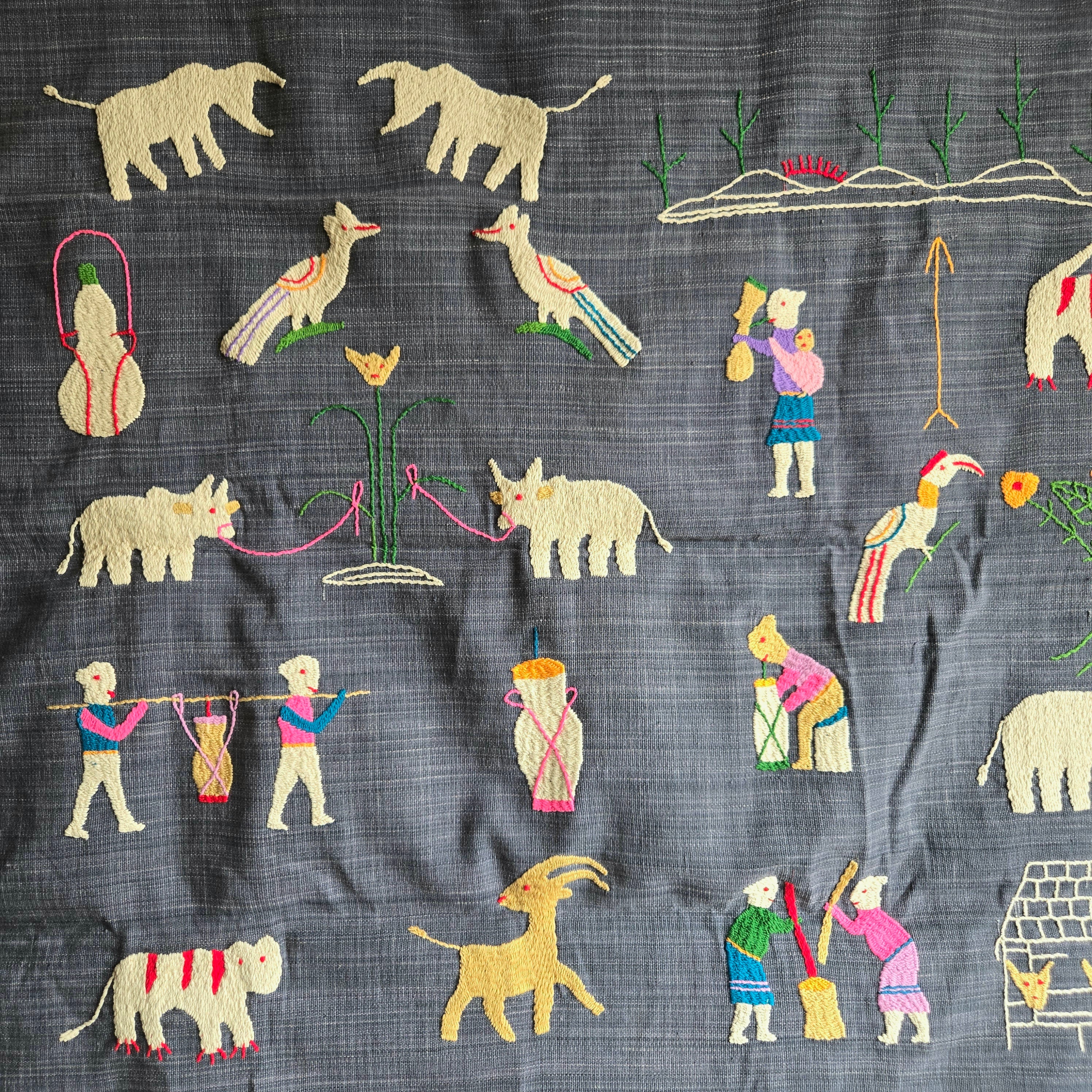 ナガ族 手刺繍 大判ブランケット | gururi