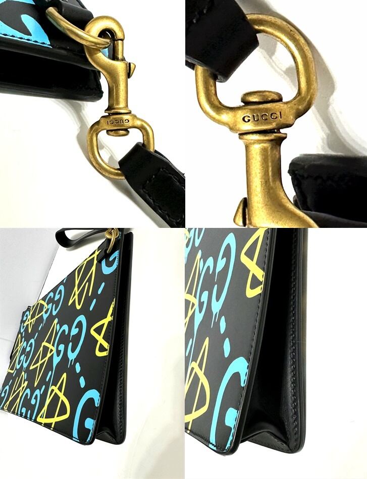 GUCCIゴーストGG柄クラッチバック GUCCI GHOST グッチ ゴースト GG ペイント クラッチバッグ レザー