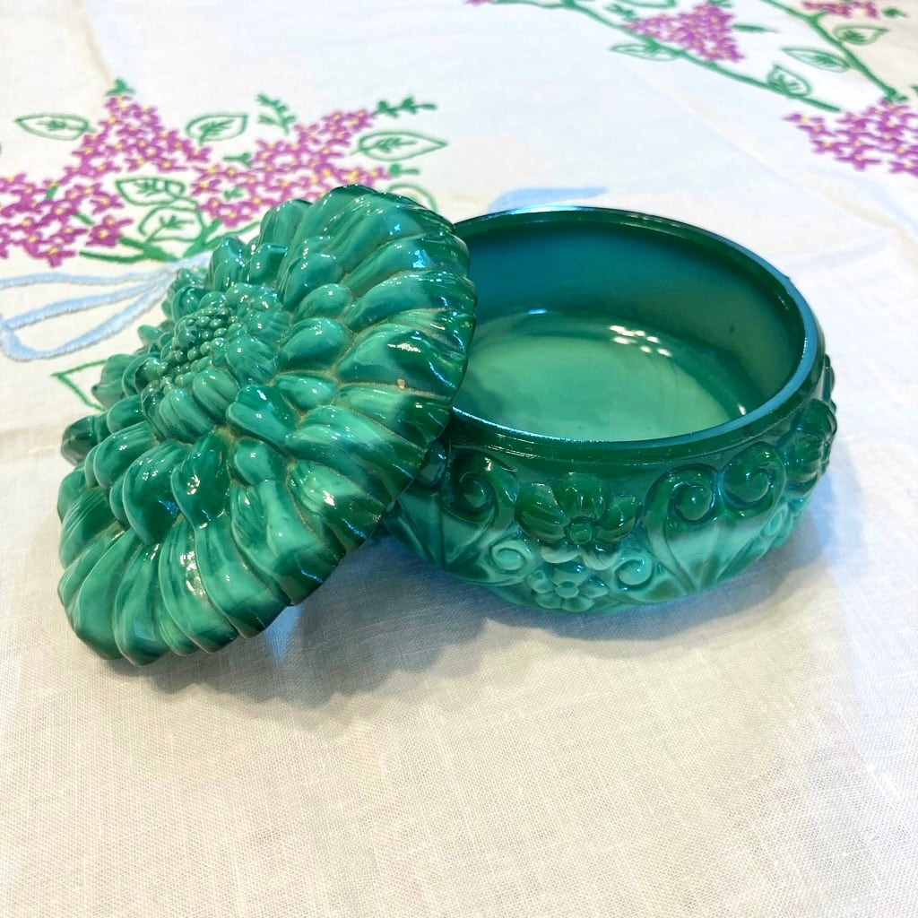 チェコ マラカイトガラス キャニスター | kolbenova