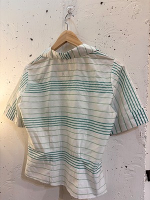 50's mint green monogram strip blouse
