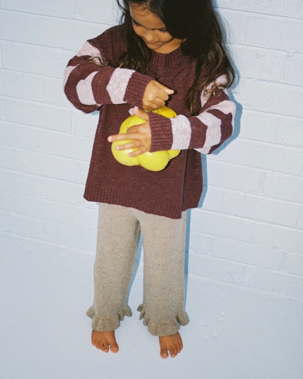 【即納/送料無料】Grown / Organic Frill Knit Flares - Oatmilk