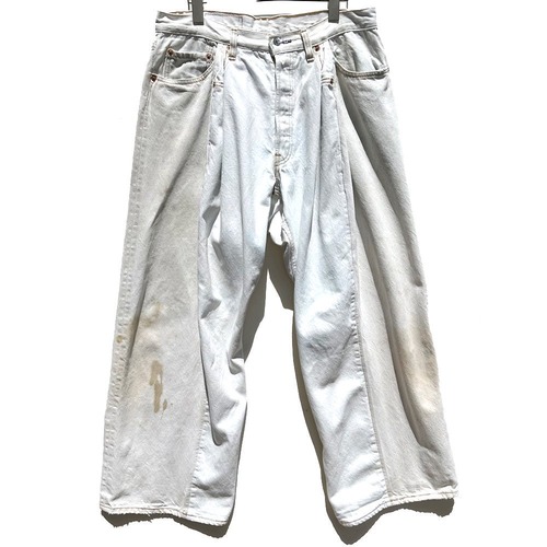 Pimpstick Levis White Bleach Remake Wide Pants [Levis 501 - Made In USA] W-32