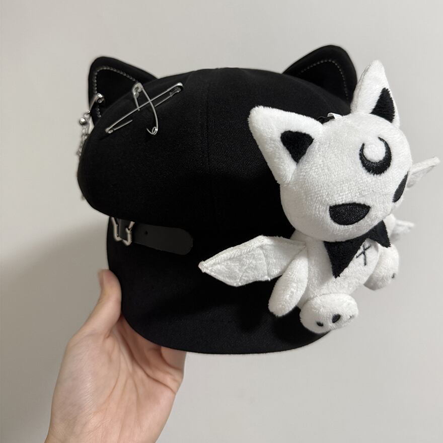 地雷系 猫耳キャスケット×ベレー帽 ぬいぐるみ付き ライブ向け｜WithU
