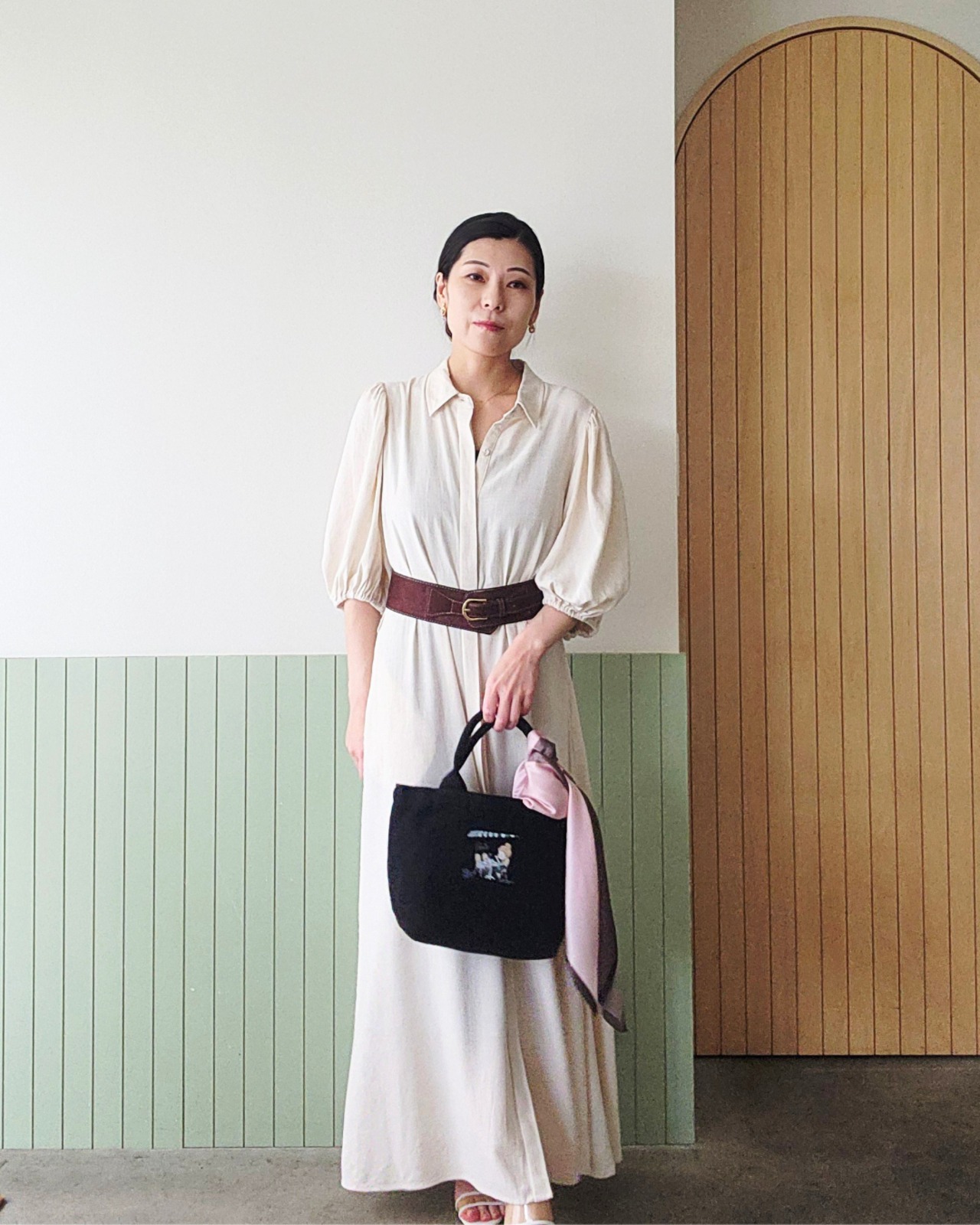 【SAMPLE / 1点限り】シルクスカーフ_展示・撮影使用品（PINK & BROWN） - 13
