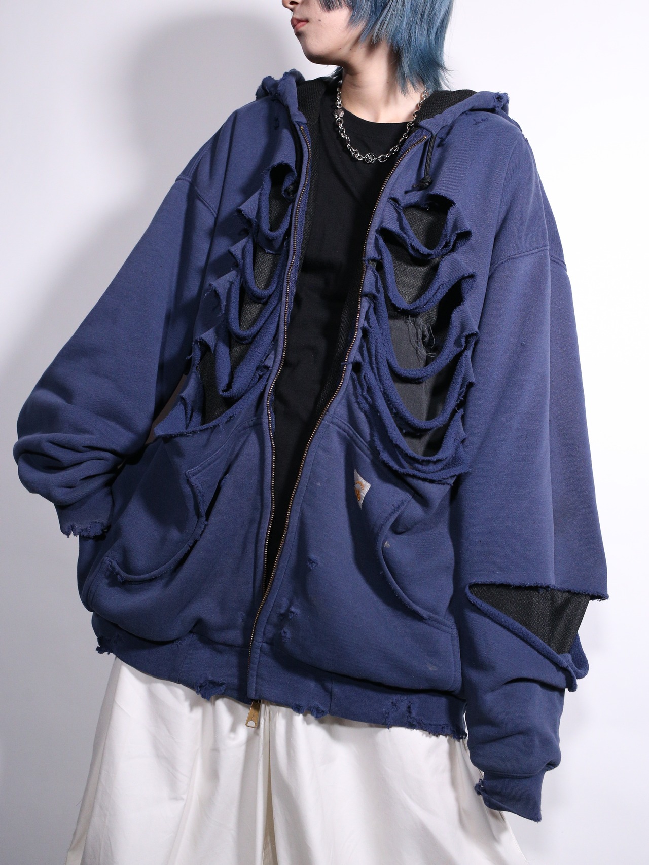 REMAKE / "carhartt" 肋骨 skull motif punk design zip-up foodie - 2