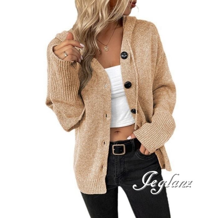 6色 ニット セーター カーディガン 羽織り フード付き ボタン ♪(MB488)σ,ς*